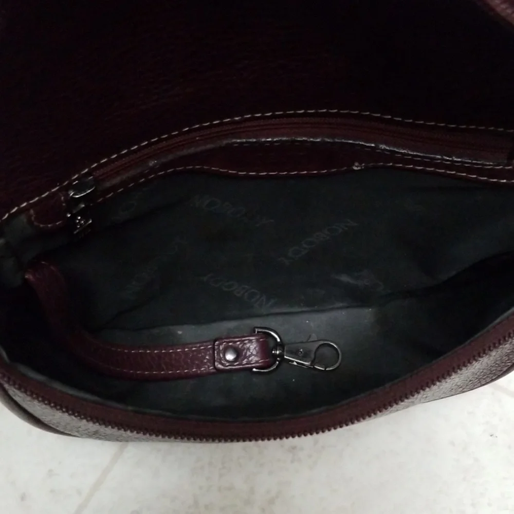 Purple Leather Saddle Bag Zippered NOBODY Purse